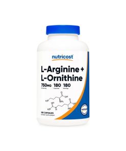 ال آرژنین و ال اورنیتین نوتری کاست 180 عددی Nutricost L-Arginine L-Ornithine Capsules